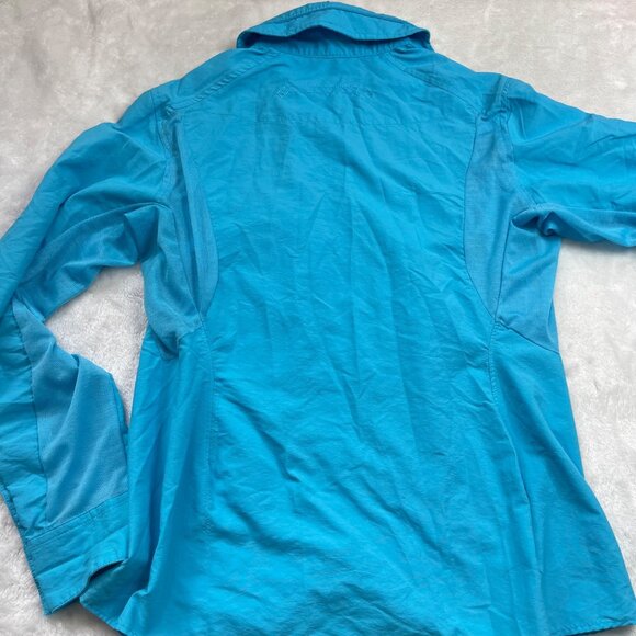 Mountain Hardwear Button Front Shirt Women's Size 8 Blue Outdoors Hiking Fishing - Picture 6 of 12